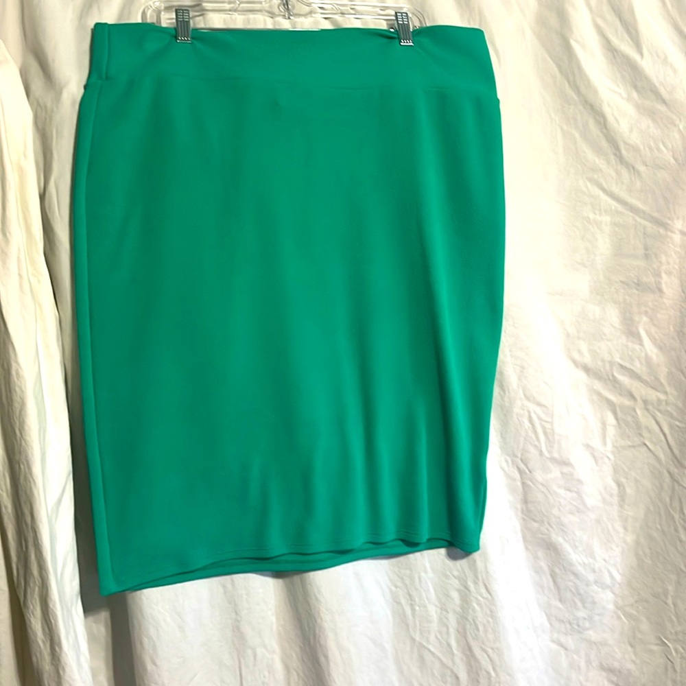 Green knee length skirt